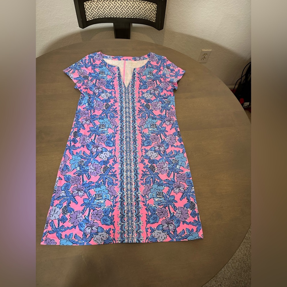 Lilly Pulitzer Pink and Blue Floral Midi Dress
